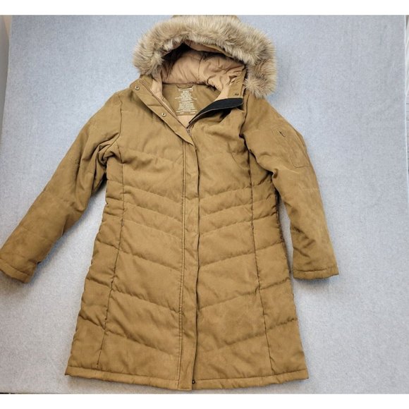 L.L. Bean Jackets & Coats Ll Bean Long Winter Coat Jacket Tan Womens Size M Petite Faux Fur